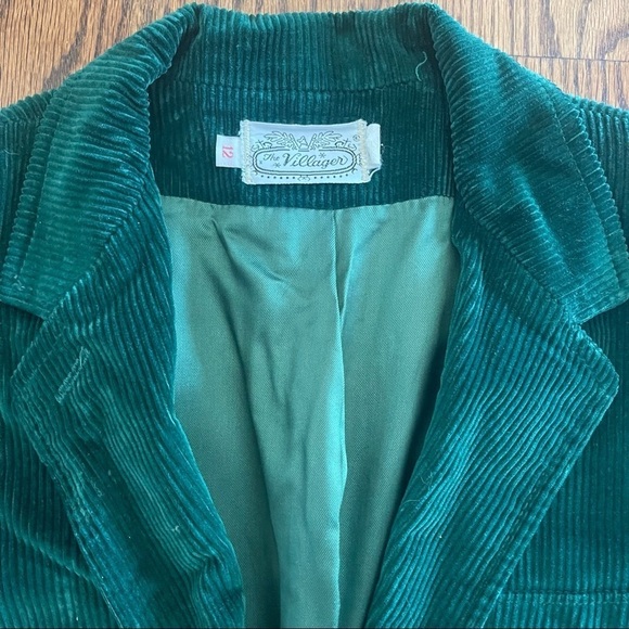 VINTAGE 60s 70s THE VILLAGER Green Corduroy Blazer Jacket Skirt Suit set - Picture 2 of 9